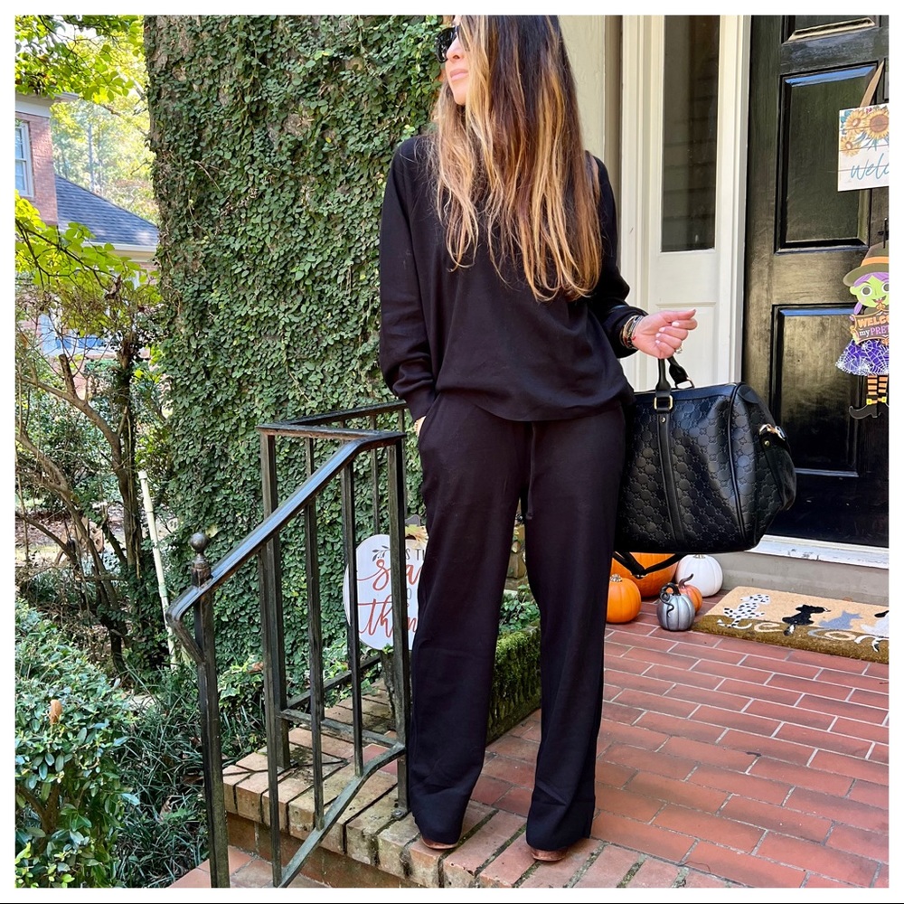 ✨LAST ONE✨Black 100% cotton chic 2 Piece Top and Wide leg pants set - Picture 3 of 6